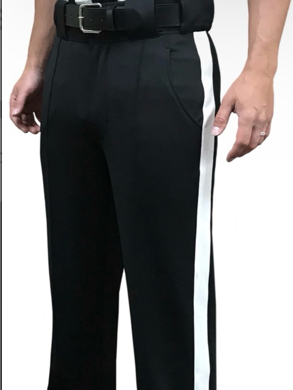 Men's Black Track-Style Pants with White Side Stripe